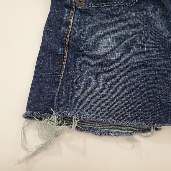 Blue Tattoo Jean Shorts 24 Cut Off Embroidered Den - Picture 3 of 7